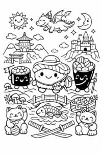 tegning af Sushi eventyr – Eventyr stil
