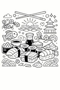 tegning af Sushi dekoration – Dekorativ