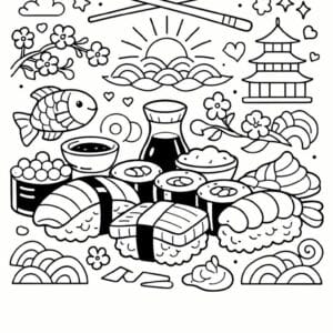 tegning af Sushi dekoration - Dekorativ