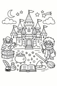 tegning af Harry Potter inspireret  Magiske bøger – Kreativ