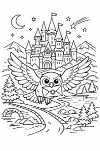 tegning af Harry Potter inspireret  Ugle med brev – Natur fantasy