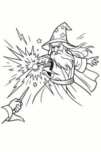 tegning af Harry Potter inspireret  Troldmand duel – Action scene
