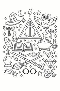 tegning af Harry Potter inspireret Magisk symboler – Mønster stil
