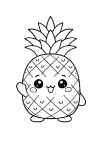 tegning af Sød ananas – Kawaii stil