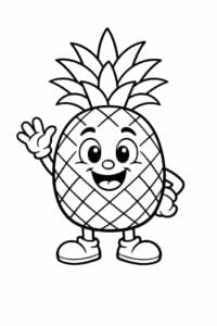 tegning af Ananas med ansigt – Sjov tegneserie