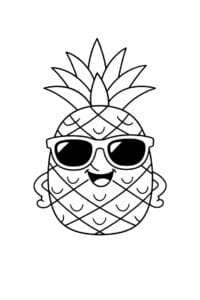 tegning af Ananas med solbriller – Sommer stil