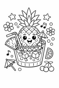 tegning af Ananas i drink – Festlig