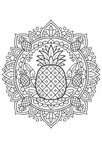 tegning af Ananas mandala – Mandala mønster