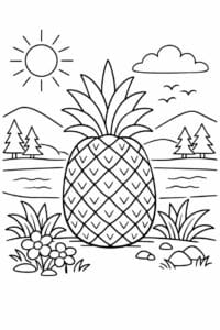 tegning af Ananas i natur – Naturscene