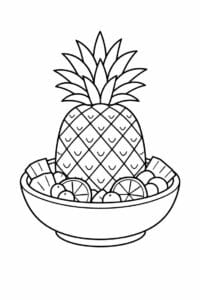 tegning af Ananas i skål – Hverdagsscene