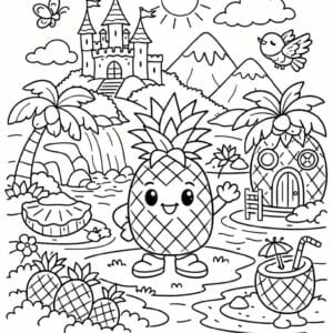 tegning af Ananas verden - Fantasy scene