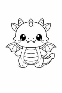 tegning af Sød drage – Kawaii stil