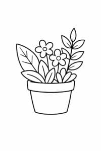 tegning af Plante i potte – Enkel streg