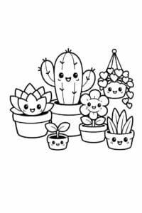 tegning af Søde planter – Kawaii stil