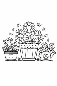 tegning af Planter med blomster – Dekorativ