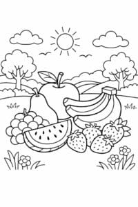 tegning af Frugt i natur – Naturscene
