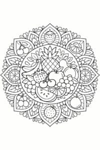 tegning af Frugt mandala – Mandala mønster