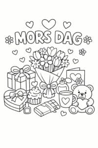 tegning af Mors dag gaver – Festlig