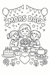 tegning af Mors dag fest – Fest scene