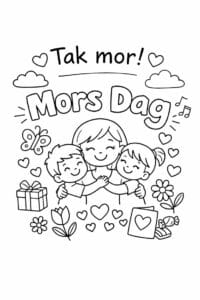 tegning af Tak mor – Tekst illustration