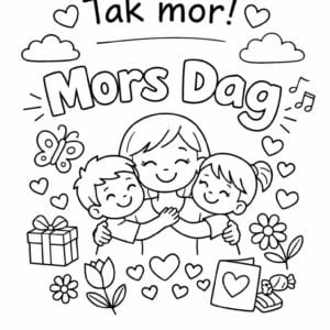 tegning af Tak mor - Tekst illustration