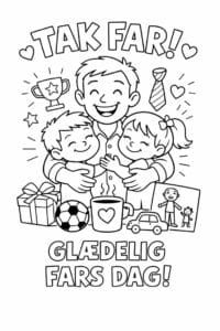 tegning af Tak far – Tekst illustration