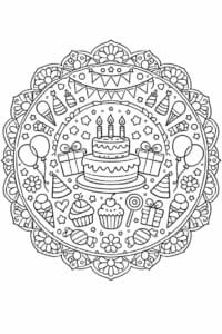 tegning af Fødselsdag mandala – Mandala mønster