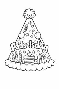 tegning af Fødselsdag hat – Sjov stil