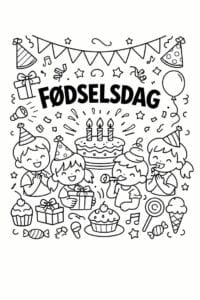 tegning af Fødselsdag fest scene – Festlig