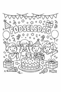 tegning af Fødselsdag overraskelse – Sjov scene