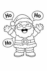 tegning af Julemand siger ho ho ho – Bold and happy