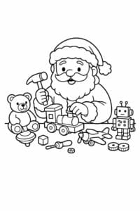 tegning af Julemand bygger legetøj – Playful and simple