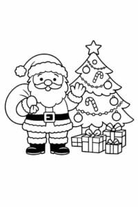 tegning af Julemand med juletræ – Festive and easy