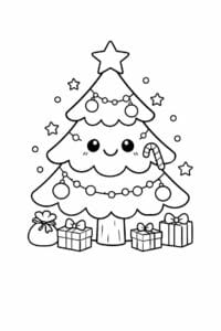 tegning af Sødt juletræ – Cute and simple