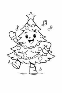 tegning af Dansende juletræ – Fun and playful