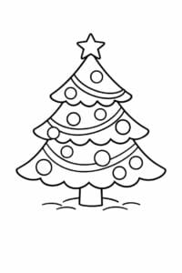 tegning af Juletræ med kugler – Colorful and easy