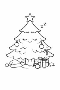 tegning af Sovende juletræ – Calm and cozy