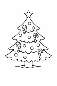 tegning af Juletræ med slikstokke – Sweet and simple