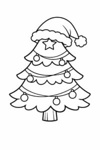 tegning af Juletræ med nissehue – Funny and easy