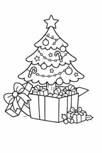 tegning af Juletræ i gaveæske – Fun and cute