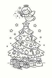 tegning af Juletræ med engel – Gentle and magical