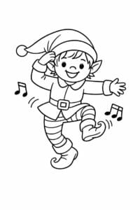 tegning af Dansende nissedreng – Fun and playful