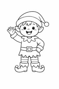 tegning af Vinkende nissedreng – Cute and playful