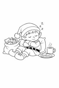 tegning af Sovende nissedreng – Calm and cozy