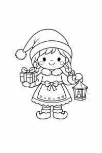 tegning af Sød nissepige – Cute and simple