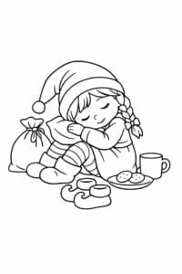 tegning af Sovende nissepige – Calm and cozy