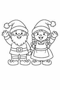 tegning af Vinkende nisser – Cute and playful