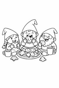 tegning af Nisser spiser småkager – Funny and cozy