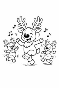 tegning af Dansende rensdyr – Fun and playful