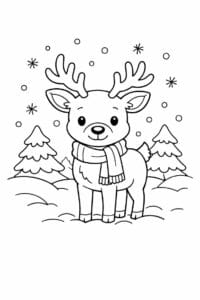 tegning af Rensdyr i sne – Soft and wintery